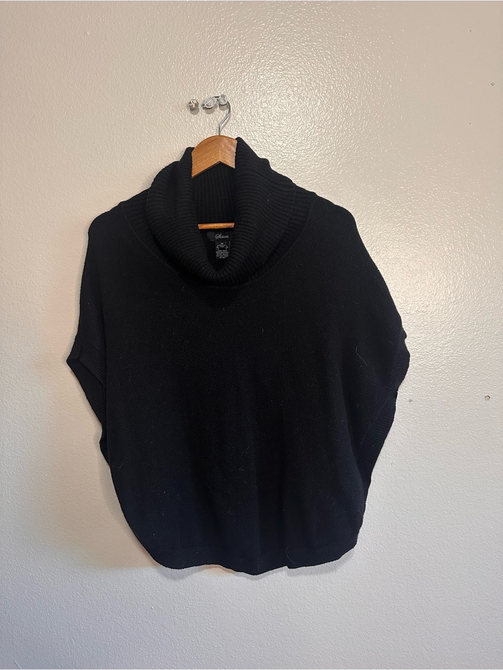 Cozy Black Cowl-Neck Poncho Sweater - Unknown Brand